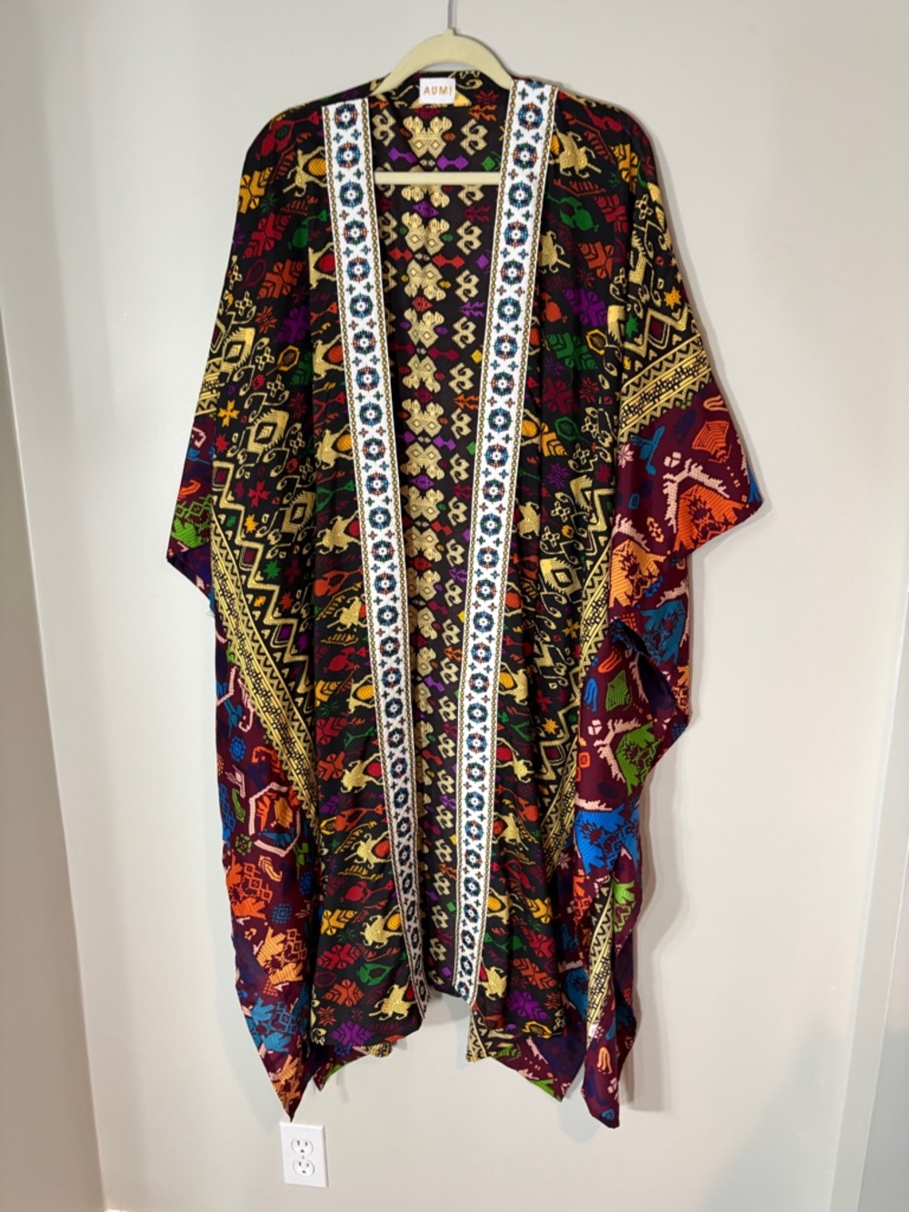 Boho Multicolor Kimono Duster Open Front Statement Piece